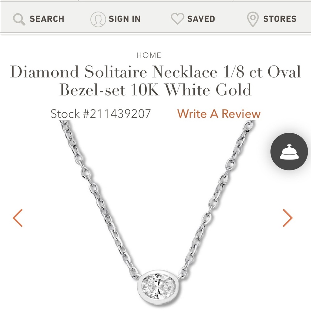 Diamond Necklace 1/8 ct Oval Bezel 10K White Gold